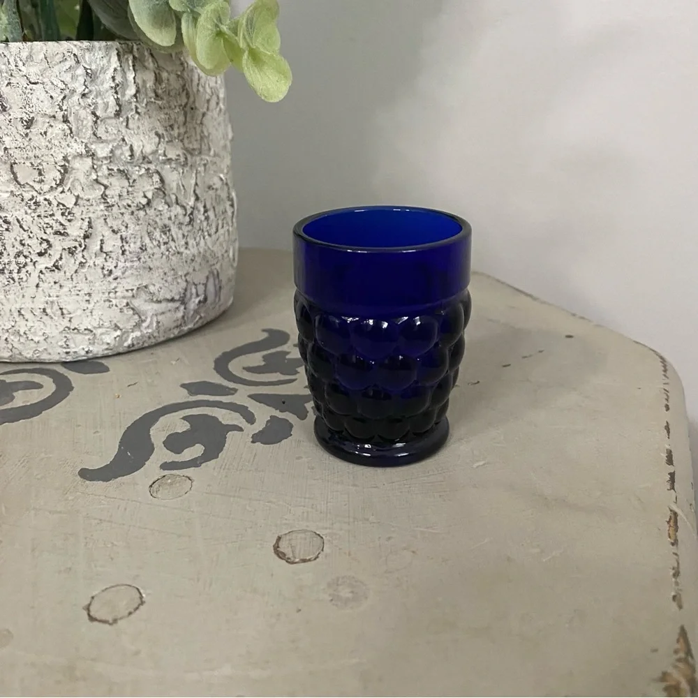 Vintage Cobalt Blue Hobnail Shot Glass